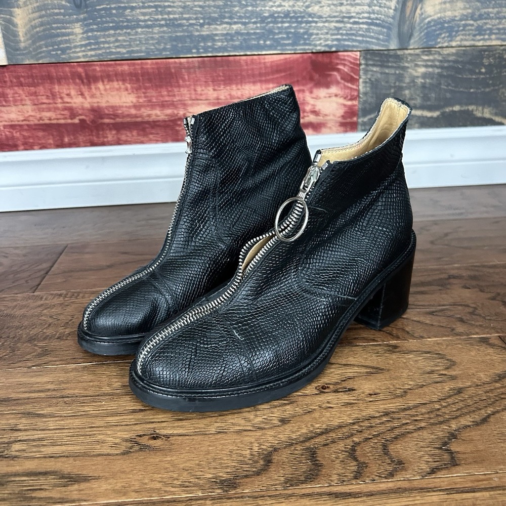 maison margiela Mm6 Line 6 Front Zip Heel Leather Boots Black 36 READ